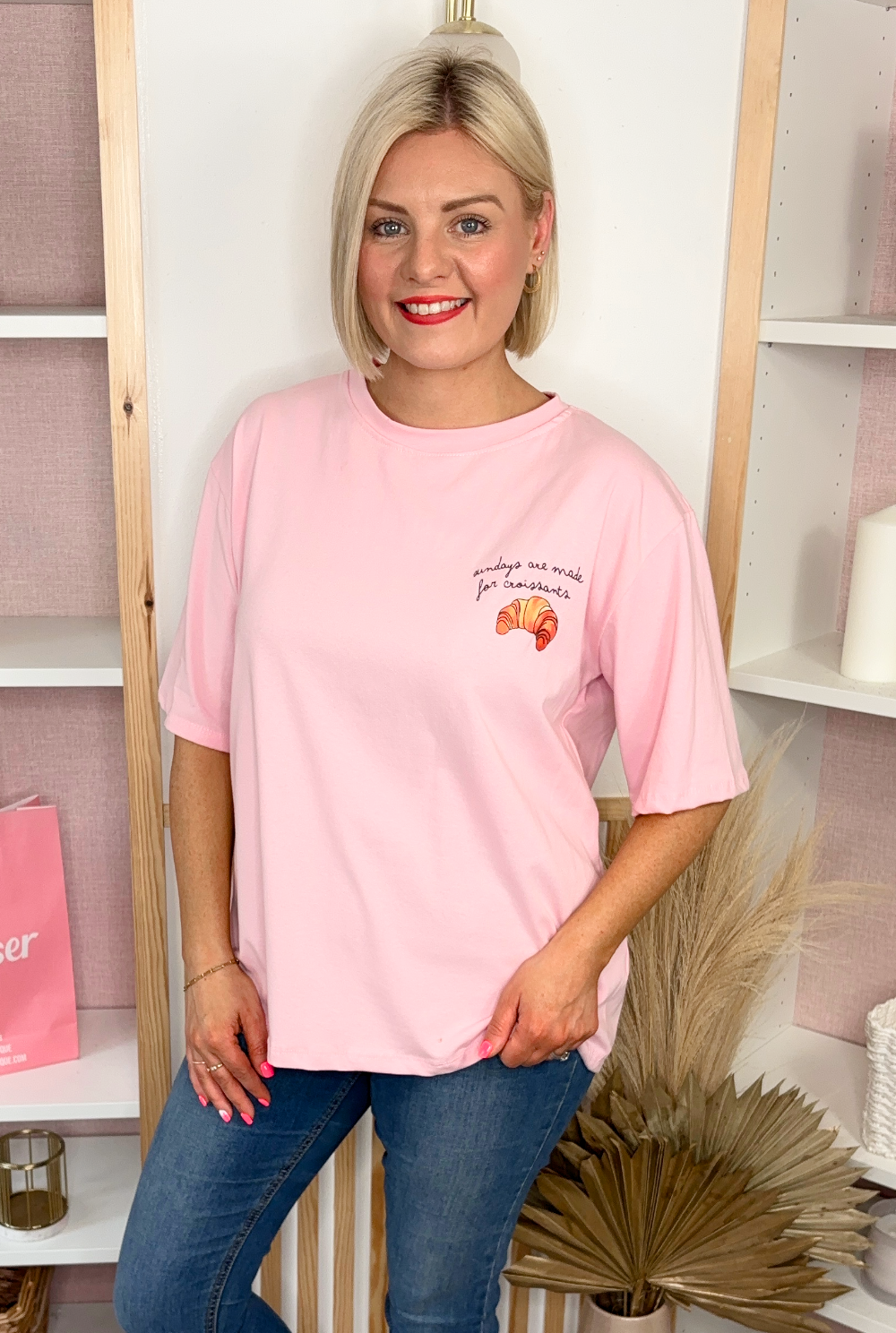 Sundays are for Croissants Tee (Pink)