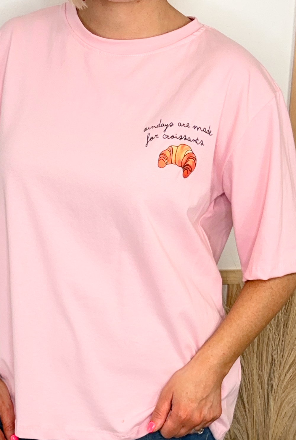 Sundays are for Croissants Tee (Pink)