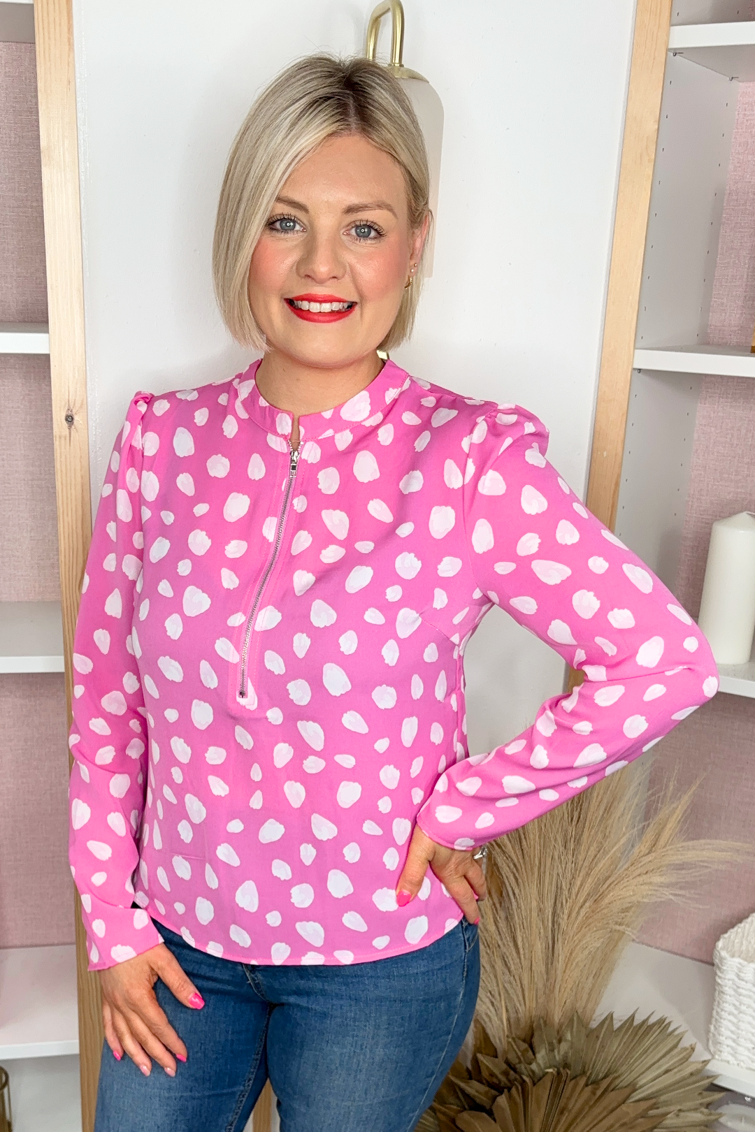 Sutton Zipped Top (Pink)