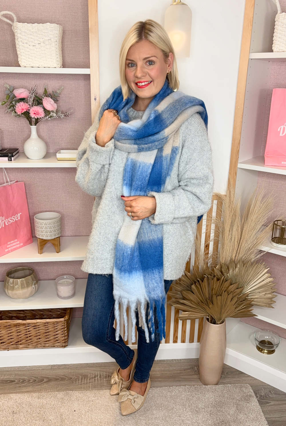 Tasseled Scarf (Blue)