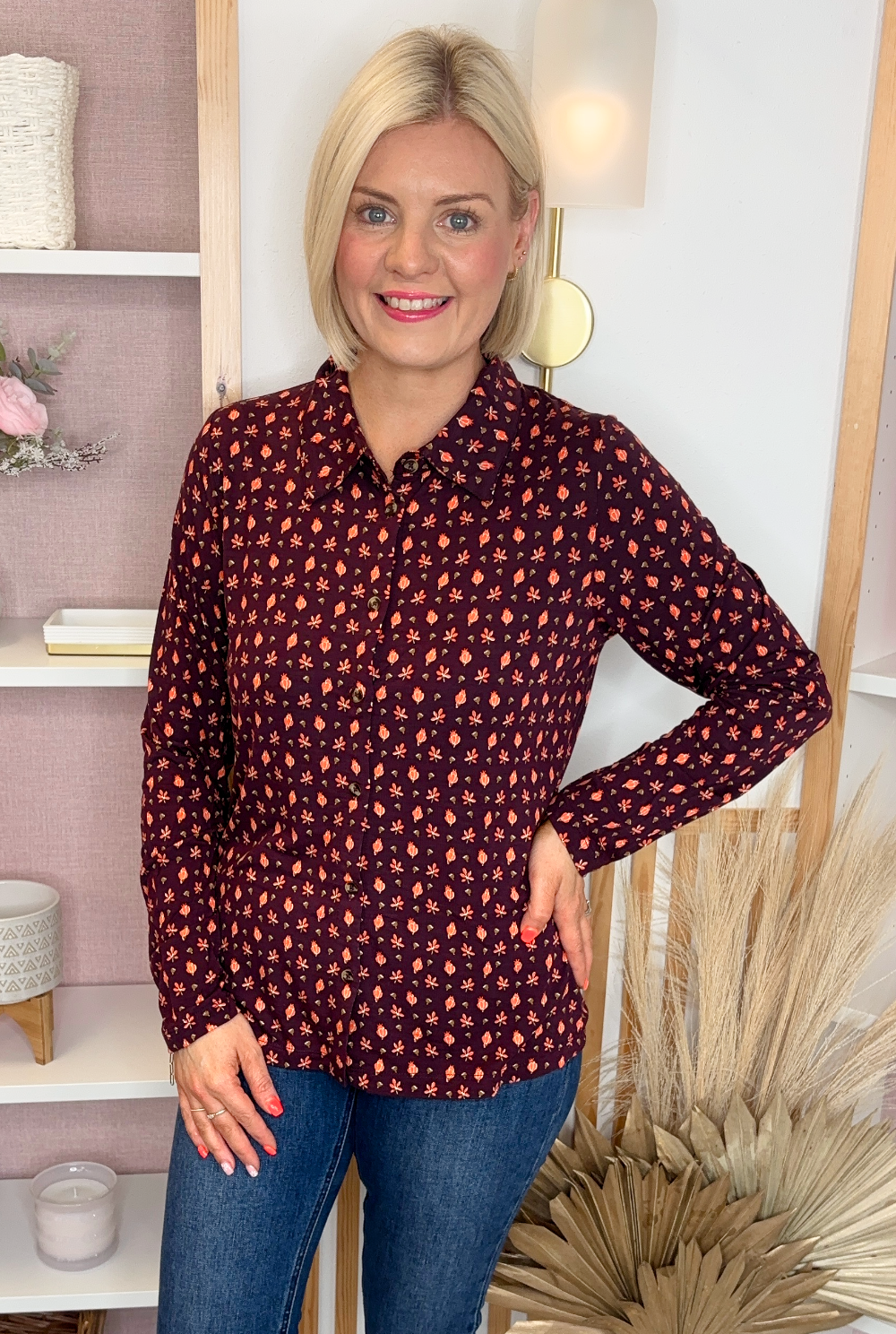 Thea Collared Blouse (Plum)