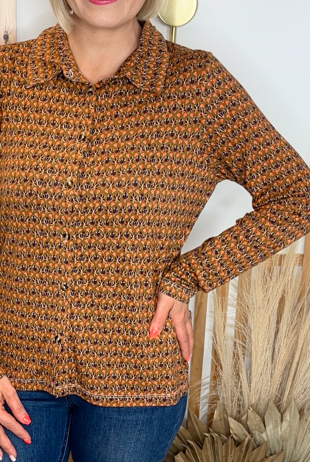 Thea Collared Blouse (Rust)