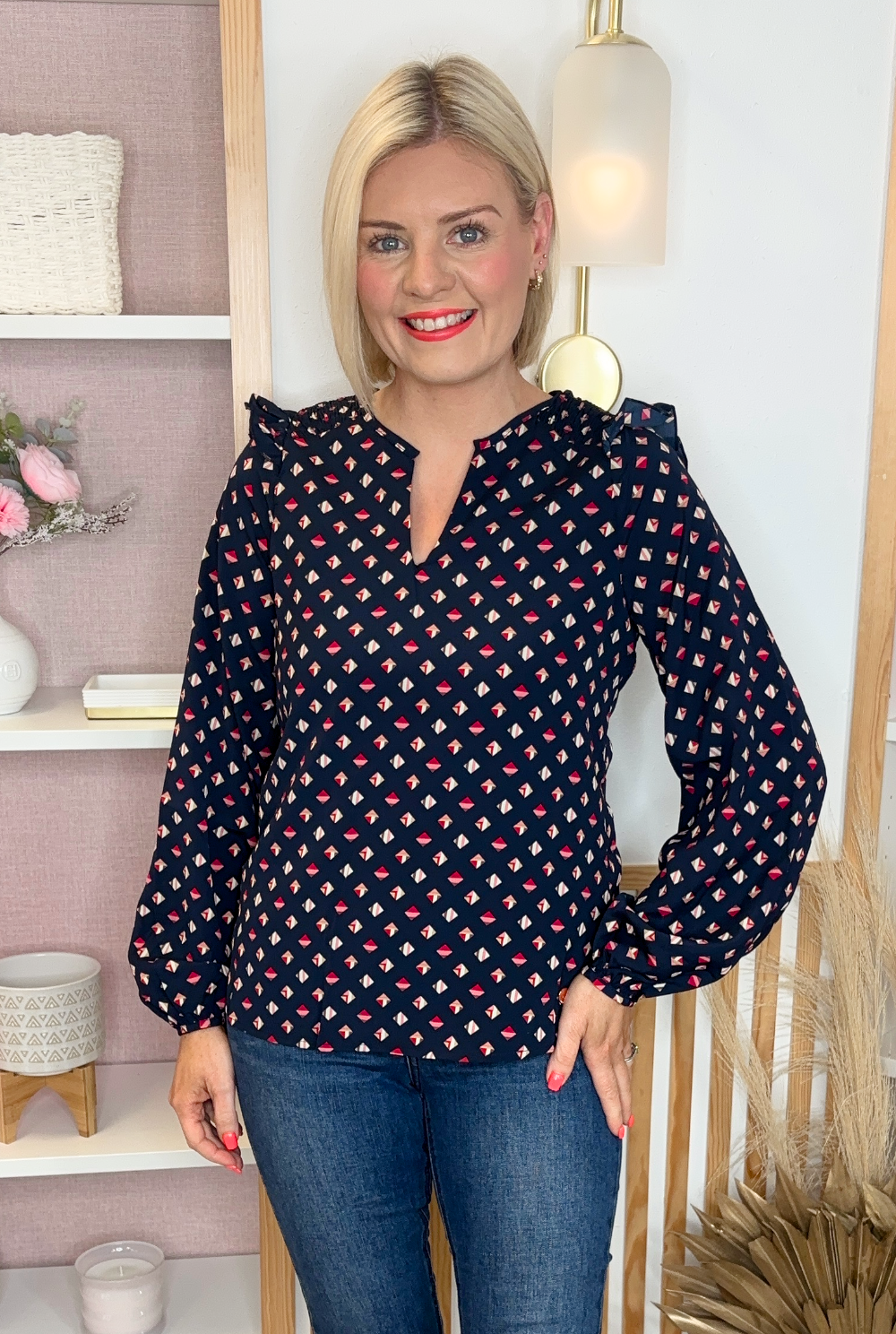 Tia Navy Blouse